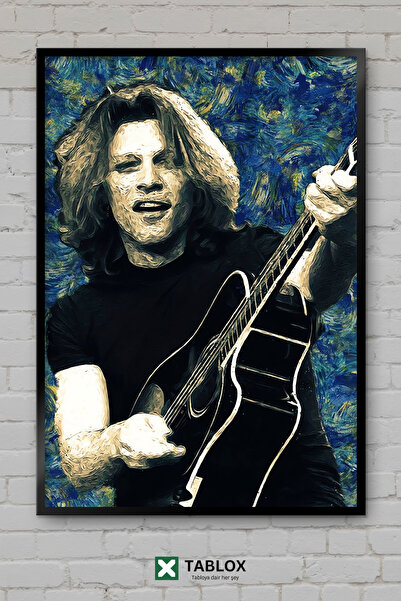 TABLOX Bon Jovi Group Music Rock Singer Πορτρέτο Αφίσα με κορνίζα Διακοσμητικ...