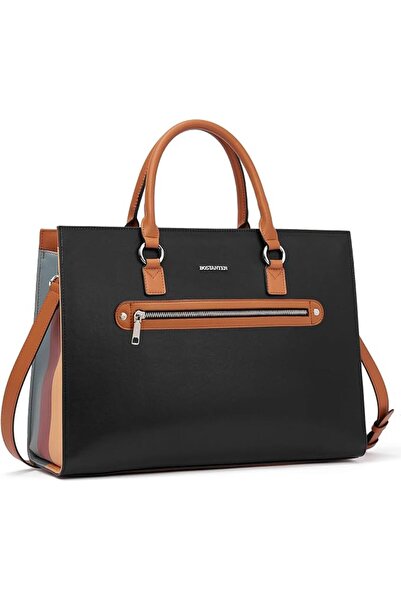 BOSTANTEN Leather Laptop Briefcase for Women Shoulder Bag 15.6 Inch Business ...