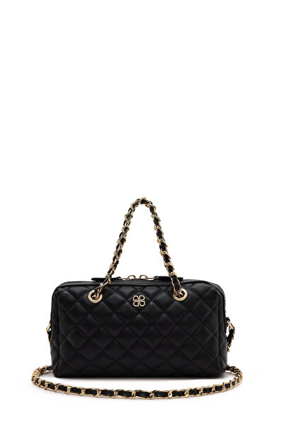 Derimod Women's Black Long Strap Quilted Mini Crossbody Bag 26Sbd2030Kp