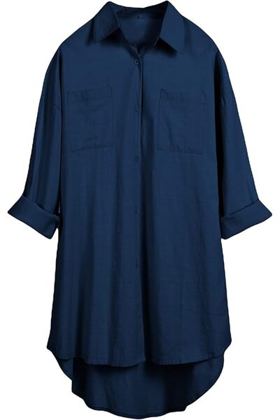 GENERAL Bianstore Women's Oversized Linen Shirts Blouses Tops Long Sleeve Hig...