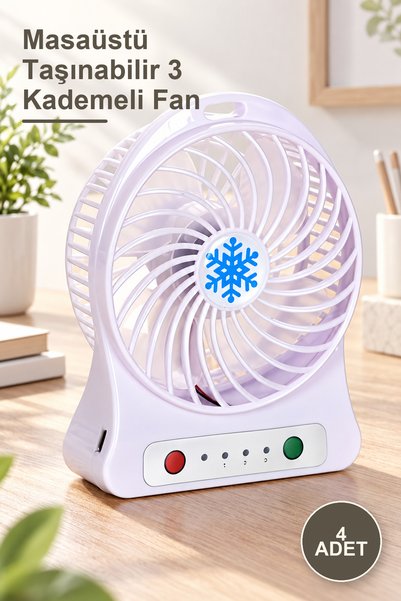 Yenilig 4 Adet Masaüstü Taşınabilir 3 Kademeli Fan