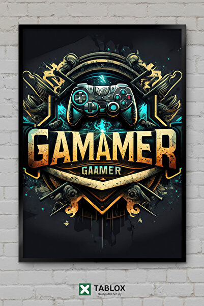 TABLOX Game Gamer Neon Decor Artă Poster de perete Tablou decorativ înrămat d...