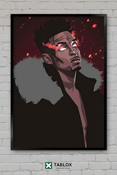 TABLOX 21 Savage Ράπερ Τραγουδιστής Χιπ Χοπ Μουσική Πορτρέτο Διακοσμητικός πί...