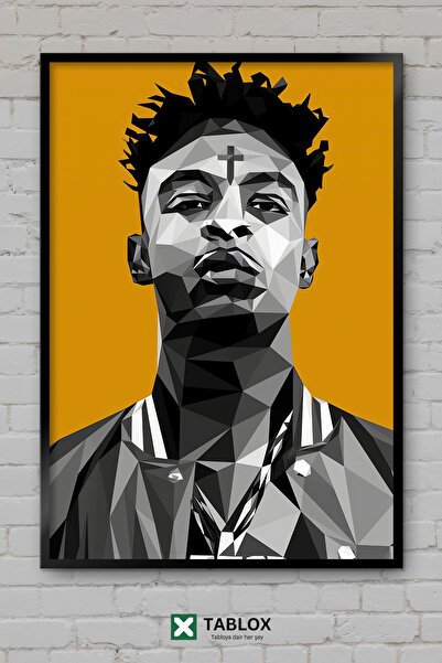 TABLOX 21 Savage Rapper Cântăreț Muzică hip hop Portret cu aspect de ramă Tab...