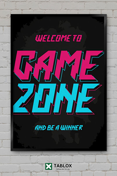 TABLOX Gaming Zone Game Zone Gamer Neon Αφίσα τοίχου με διακοσμητικό πλαίσιο ...