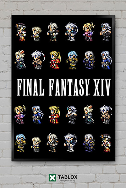 TABLOX Final Fantasy Xiv 14 Pixel Character Game Rpg Aspect japonez cu cadru ...