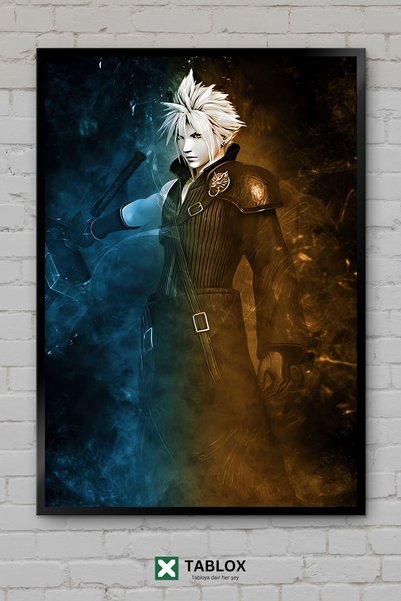 TABLOX Cloud Strife Final Fantasy igra lik iz igre uokviren dekorativni MDF o...