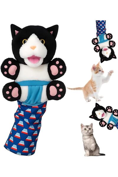 KASTWAVE Interactive Cat Wrestling Glove, Scratch Resistant Plush Cat Puppet ...