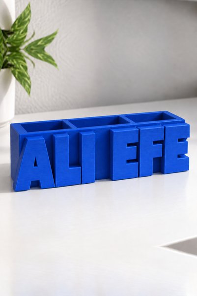 Neo Gift Kişiye Özel İsimli Kalemlik, 3 Bölmeli Çocuk Odası Masaüstü Organize...