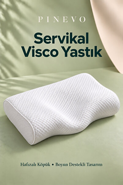 pinevo Ortopedik Servikal Visco Boyun Destek Yastığı Ergonomik Uyku Yastığı