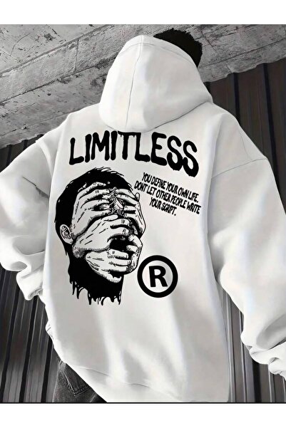 JANTIL MODA Unisex Oversize 3 Thread Raster Printed Hooded Sweatshirt with Ka...