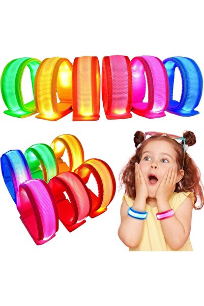 Arabest LED Light Up Bracelets,12/6 Pack Flashing Glow Armbands for Kids and ...