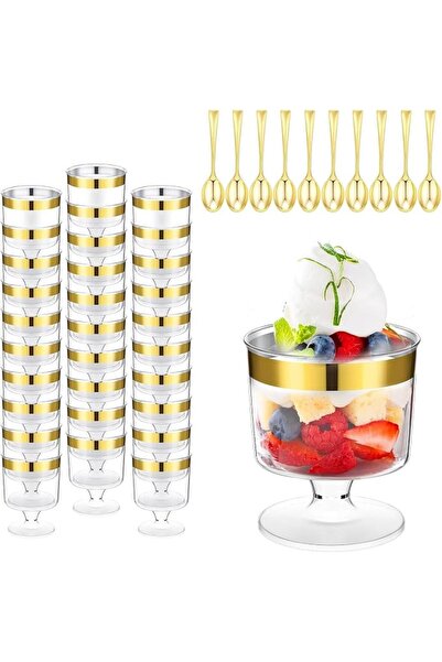 GENERAL Versatile 5oz Mini Dessert Cups with Spoons -30 Pack Clear Plastic Pa...