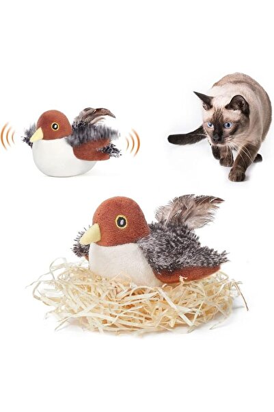 KASTWAVE Rechargeable Interactive Cat Toy – Automatic Flapping Sparrow with C...