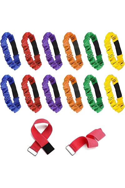 Arabest 14 Pack Elastic 3-Legged Race Bands,Colorful Relay Race Tie Straps fo...