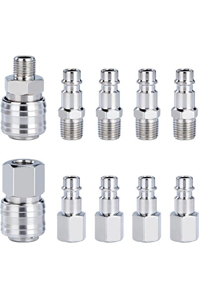 Noonedibs Conectori rapizi compresor 1/4 BSP — Set 10 buc, din oțel placat cu...