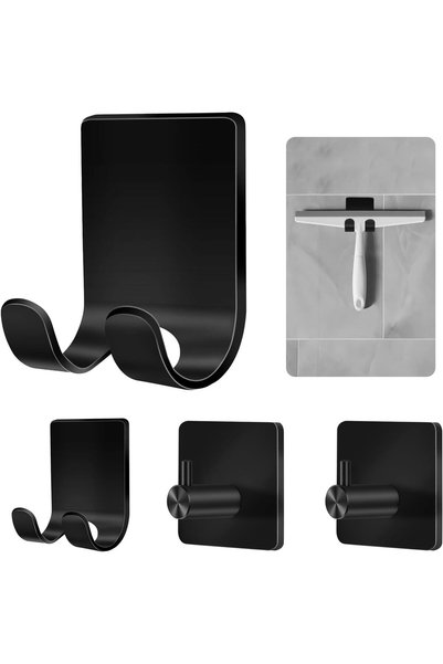 Arabest Self-Adhesive Stainless Steel Razor Holder and Shower Hooks,4 Pieces,...