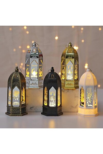 GENERAL 5 قطع فوانيس عيد مبارك، فوانيس رمضانية إسلامية للزينة، أضواء معدنية م...