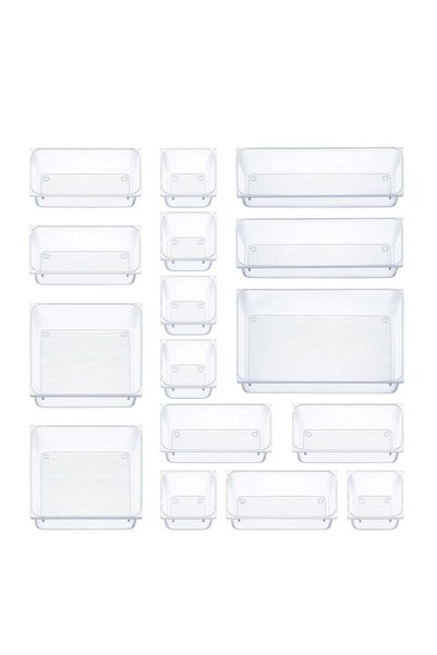 Arabest 16 Piece Clear Plastic Drawer Organizer Set,Multipurpose Storage Tray...
