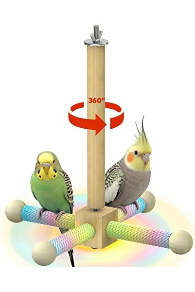 BOOMBOOMBOOM 360° Rotating Bird Perch Toy, العاب طيور, Interactive Spinning B...