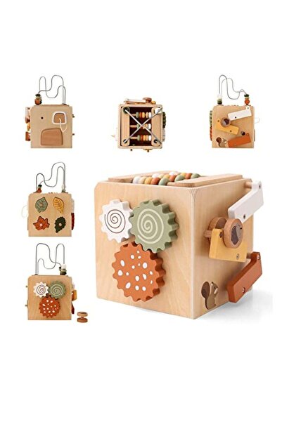 Arabest Wooden 5-in-1 Montessori Baby Activity Cube,Educational Motor Skills ...
