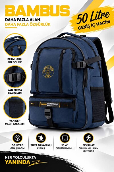 Bambus Fit 50 Litre Yarım Dağcı Sırt Çantası Outdoor Seyehat Deprem Gezi Çantası