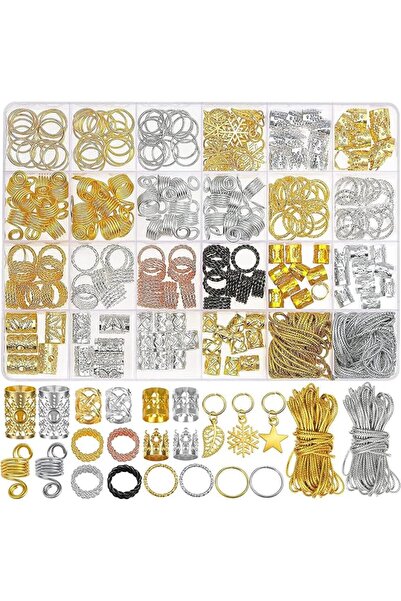 X SPRING Hair Jewelry Accessories, 259PCS Braid Beads Kit with Gold Cuffs & C...