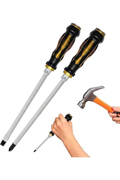 ToolHouse طقم مفكات مغناطيسية مع غطاء قابل للضرب - قطعتان من مفكات فيليبس ومس...