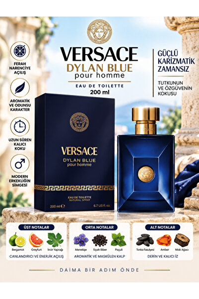 Versace Dylan Blue Pour Homme Eau de Toilette 200 ml – Aromatik Baharatlı ve ...