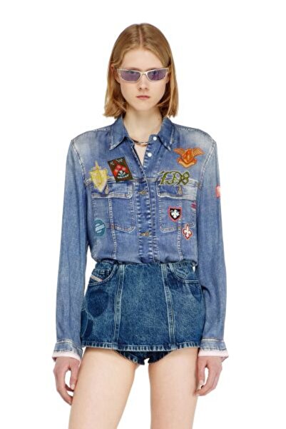 Diesel MAVİ KADIN DETAYLI JEAN GÖMLEK