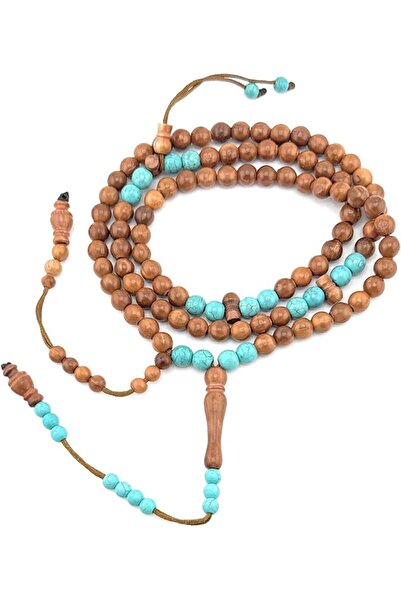 Generic Coconut wood rosary (8 mm) inlaid with turquoise