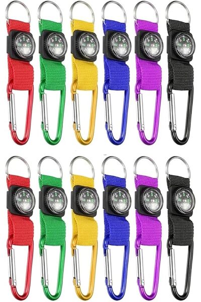 TERRIFI 12 Pack Mini Compass Keychain for Kids, Bulk Navigation Tool for Clas...