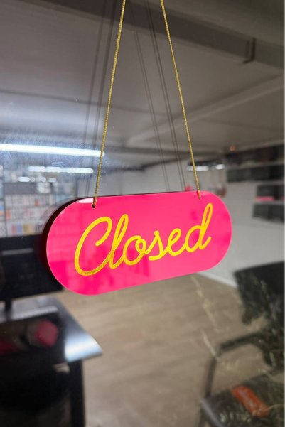 Yalıgraf Reklam Tabela Oval Plexiglass Open Closed Sign with Suction Cup Stor...