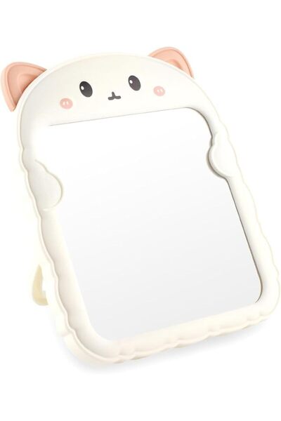 Arabest Cute Cartoon Cat Desktop Mirror with Stand and Wall Hanging Hole