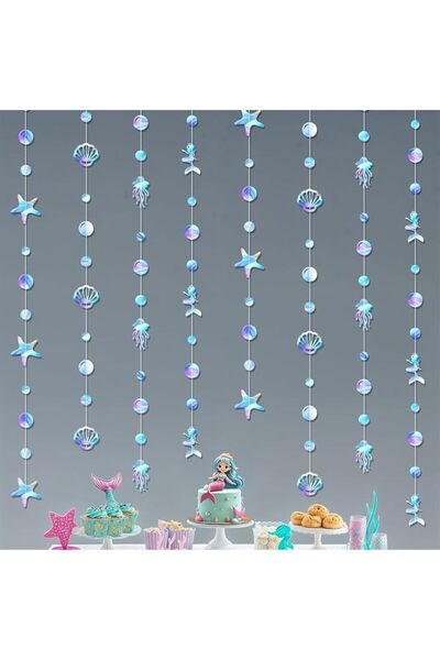 KATCHON , Iridescent Under The Sea Garland - 6.5 Feet, 8 Strings | Seashell B...