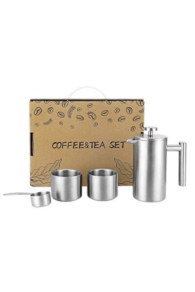 Arabest 4 Pcs Stainless Steel French Press Coffee Maker Gift Set,1000ml Doubl...