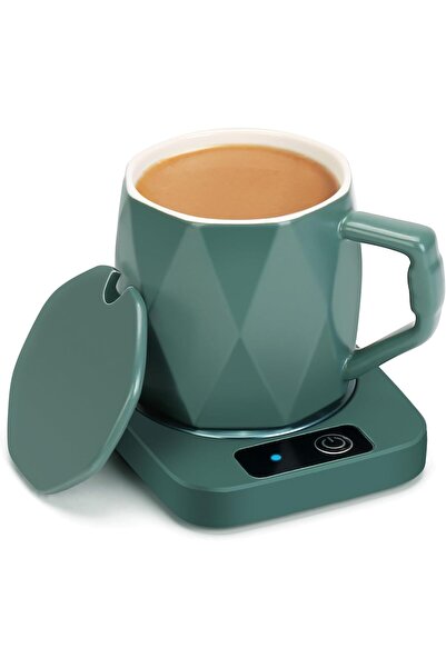 Arabest Electric Coffee Warmer with Ceramic Mug,16W Self-Heating Plate for De...
