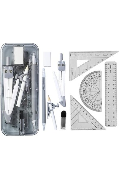 TERRIFI Math Geometry Drawing Tool Kit for Students and Architects with Compa...