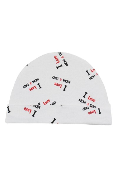 OEM Caciulita Alba din Bumbac "I Love Mum & Dad" pentru Bebelusi 0+