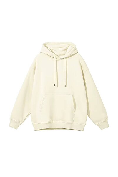 JANTIL MODA سويت شيرت بقلنسوة مسطح بجيب كانجارو بثلاث خيوط ومقاس كبير للجنسين