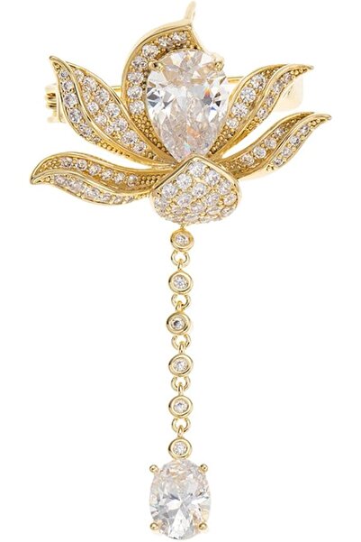 Arabest Ladies Orchid Crystal Flower Brooch,Petal Lapel Pin with Tassel,Brida...