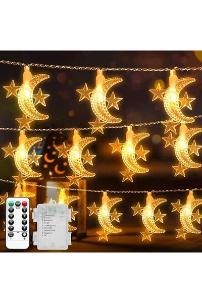 GENERAL 10M/33Ft 80 Led Moon and Star String Lights, Nicome 8 Lighting Modes ...