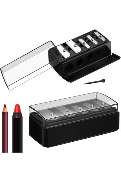 KASTWAVE Makeup Pencil Sharpener, 5 Hole Long Point Cosmetic Sharpener with L...