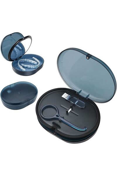 AZONEE Retainer Case Portable Denture Bath Case Denture Box Dental Storage Co...
