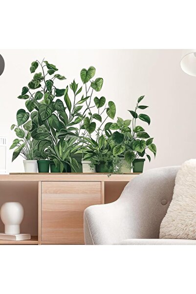 Generic 2 Pack Green Plants Wall Stickers, Botanical Plants Wall Decals for B...