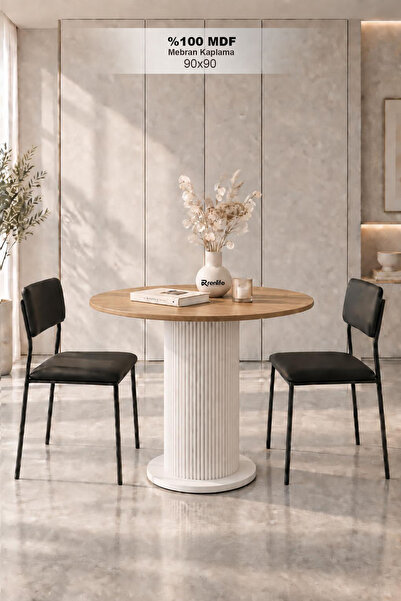 Renlife Yuvarlak MDF Yemek Masası 90x90 cm Bohem Tasarım Mutfak ve Salon Masa...