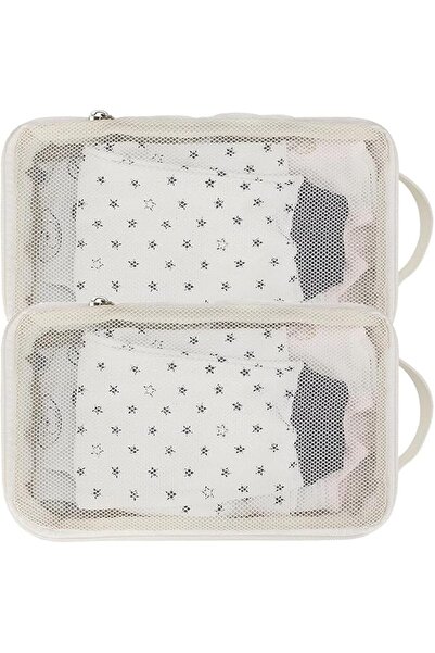 EXCEFORE Baby Diaper Bag Organizer Pouches 2 Pack - Waterproof Hanging Mesh S...
