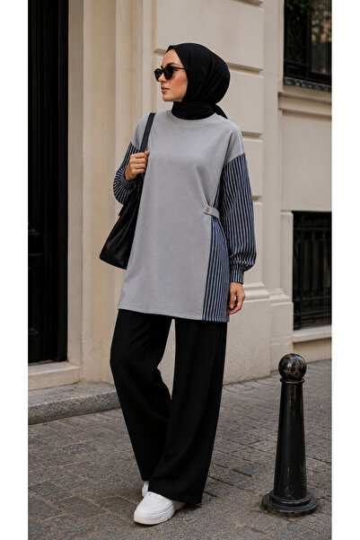 ÇILDIR ÖRME Women's Two-Thread Shirt Detailed Hijab Tunic