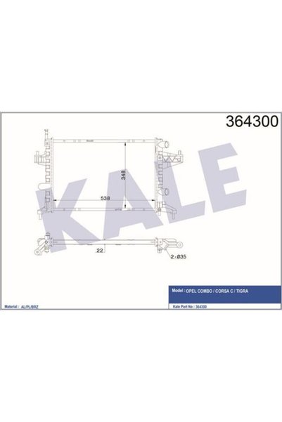 KALE 364300 Motor Su Radyatörü Z10xep Z12xe Z12xep Z14xep Corsa C 1605000