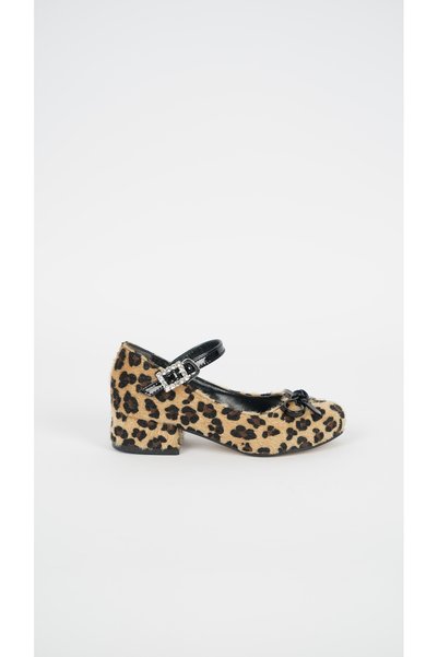 Sibel A.200 Leopard Detailed Girls' Heeled Shoes-Beige-Leopard - 23
